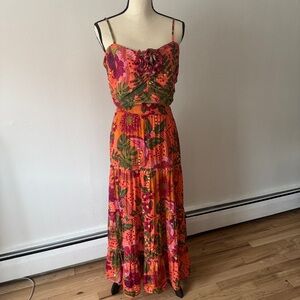 Joie Tropical Floral Maxi Dress - Orange and Green